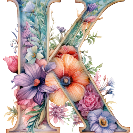 (384-04) Floral Flower Monogram Letter All Letters A-Z