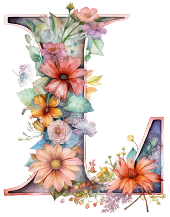 (384-04) Floral Flower Monogram Letter All Letters A-Z