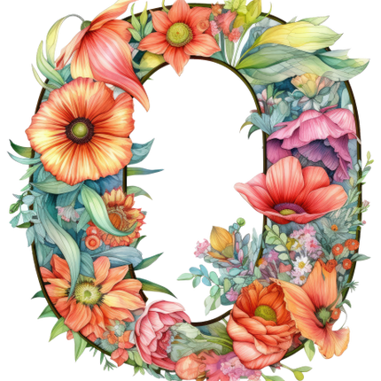 (384-04) Floral Flower Monogram Letter All Letters A-Z