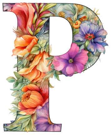 (384-04) Floral Flower Monogram Letter All Letters A-Z