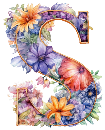 (384-04) Floral Flower Monogram Letter All Letters A-Z