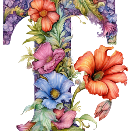 (384-04) Floral Flower Monogram Letter All Letters A-Z