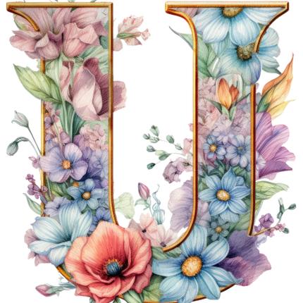 (384-04) Floral Flower Monogram Letter All Letters A-Z