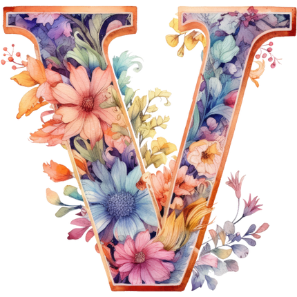 (384-04) Floral Flower Monogram Letter All Letters A-Z