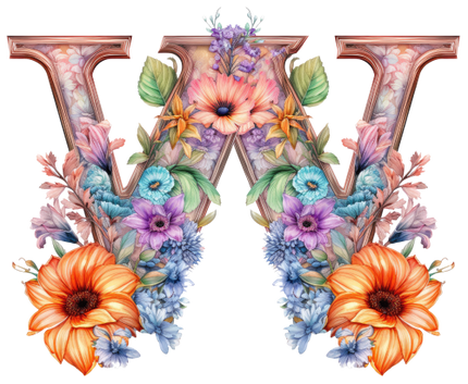 (384-04) Floral Flower Monogram Letter All Letters A-Z