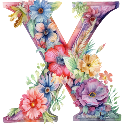 (384-04) Floral Flower Monogram Letter All Letters A-Z