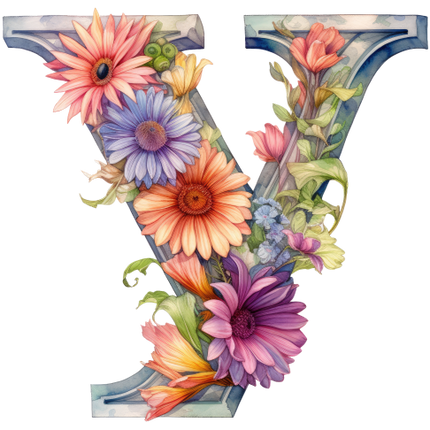 (384-04) Floral Flower Monogram Letter All Letters A-Z