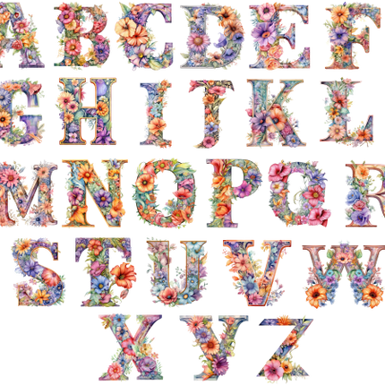 (384-04) Floral Flower Monogram Letter All Letters A-Z