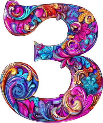 (384-05) Bright Hippie Floral Flower Monogram Letter All Letters A-Z Numbers 0-9