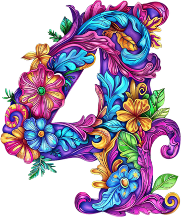 (384-05) Bright Hippie Floral Flower Monogram Letter All Letters A-Z Numbers 0-9