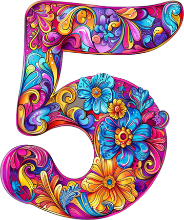 (384-05) Bright Hippie Floral Flower Monogram Letter All Letters A-Z Numbers 0-9