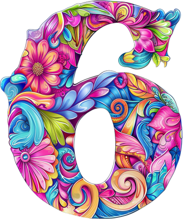 (384-05) Bright Hippie Floral Flower Monogram Letter All Letters A-Z Numbers 0-9