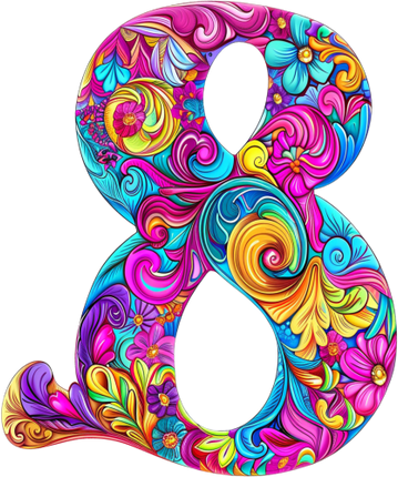 (384-05) Bright Hippie Floral Flower Monogram Letter All Letters A-Z Numbers 0-9