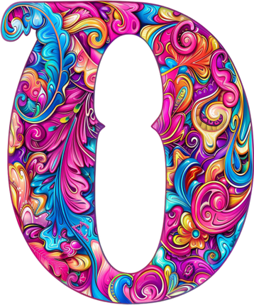 (384-05) Bright Hippie Floral Flower Monogram Letter All Letters A-Z Numbers 0-9