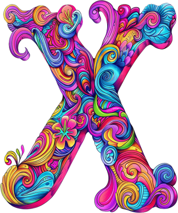 (384-05) Bright Hippie Floral Flower Monogram Letter All Letters A-Z Numbers 0-9