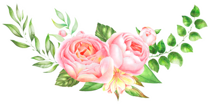 (396-02) Pink Yellow Roses Butterflies Watercolor Flowers