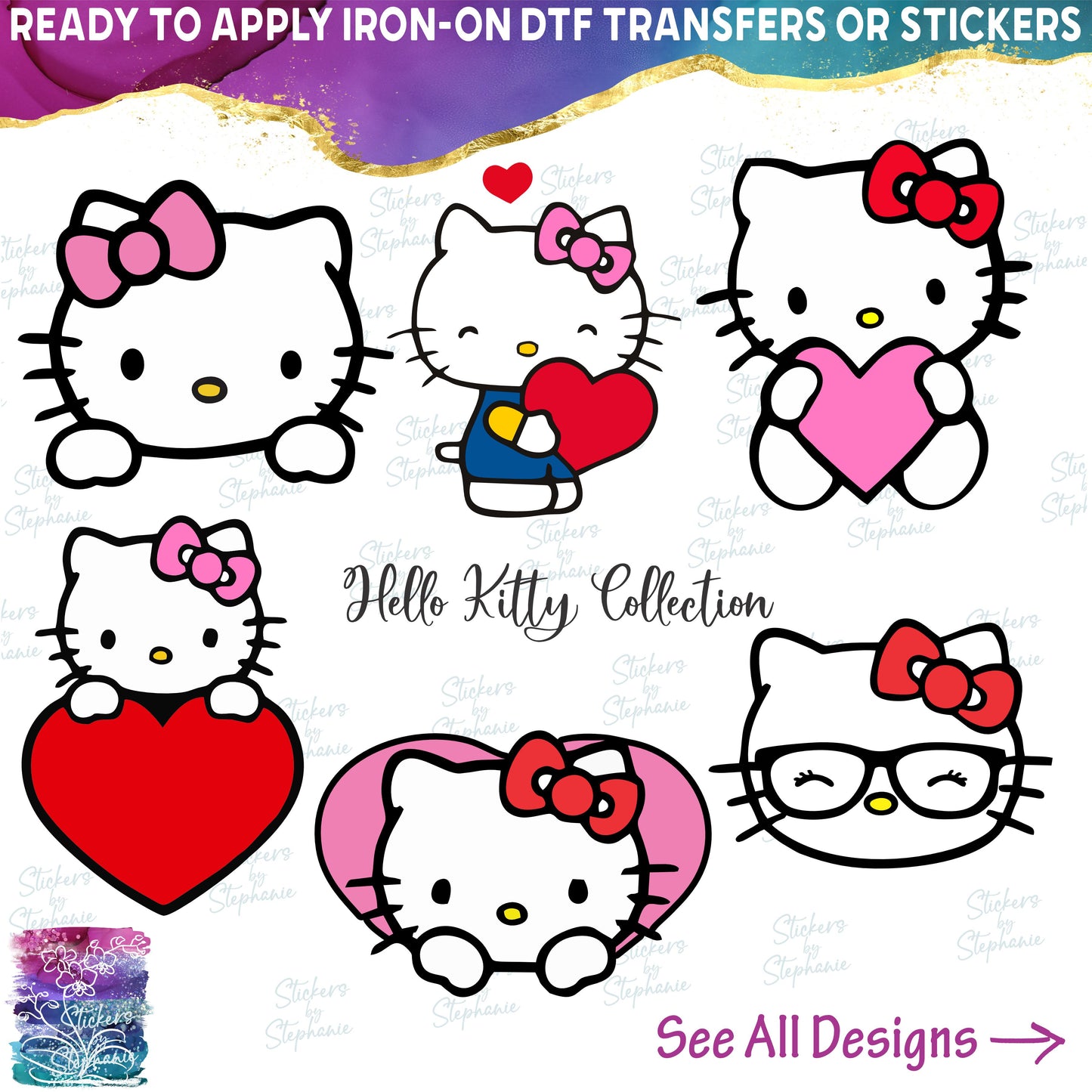 (s399-O08) Kitty Cartoon Character Design 9 Style Options