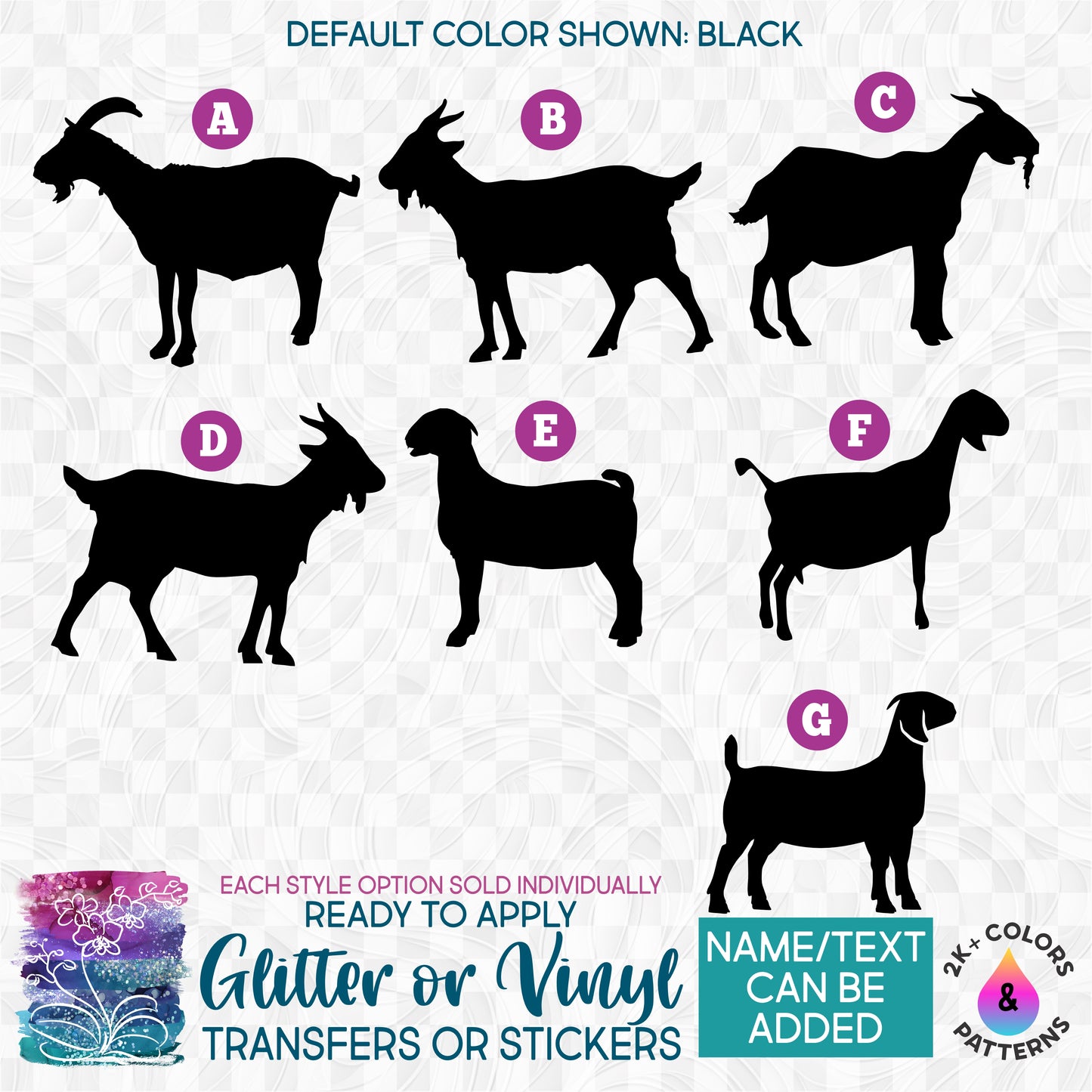 SBS-3-3 Goats Goat Custom Printed Iron On Transfer or Sticker
