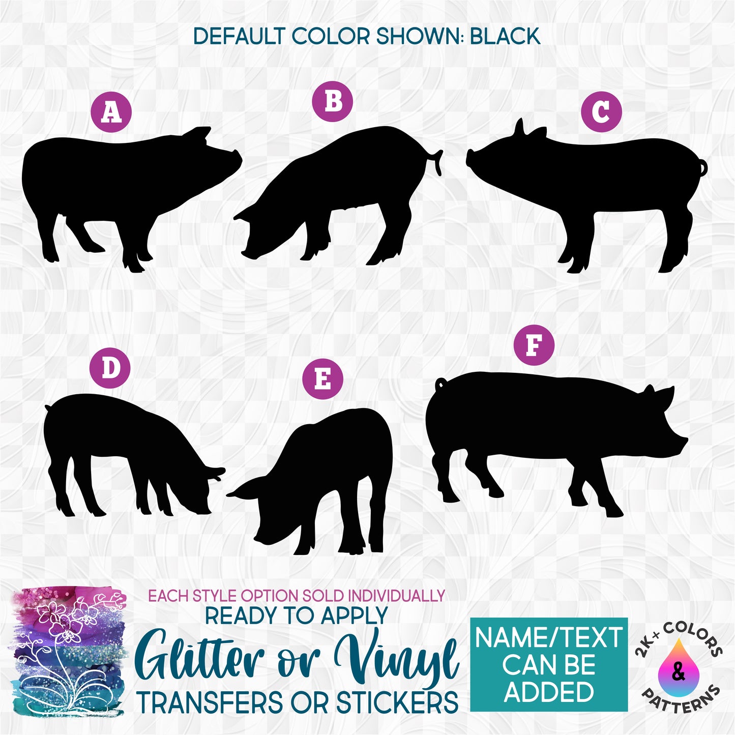 SBS-3-4 Pig Pigs Made-to-Order Iron-On Transfer or Sticker