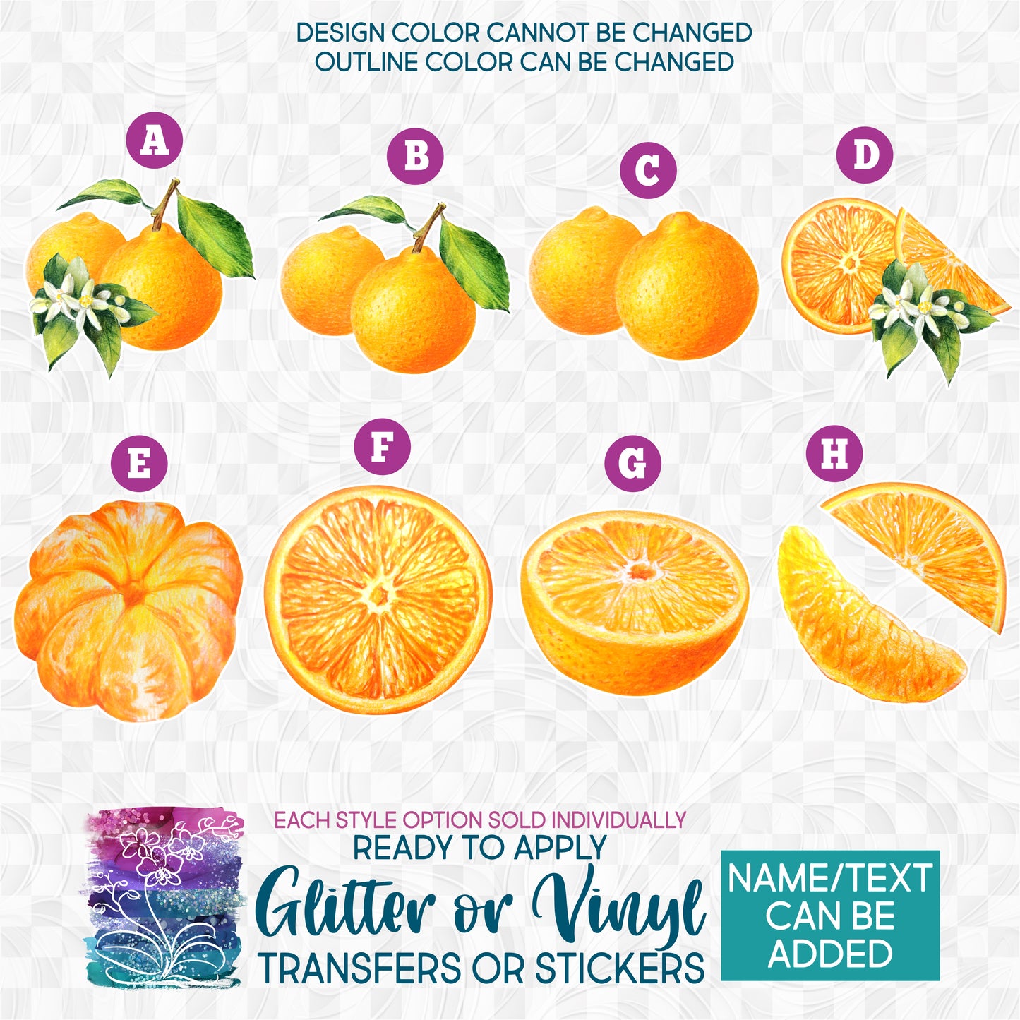 SBS-400 Watercolor Oranges Orange Fruit Custom Printed Iron On Transfer or Sticker