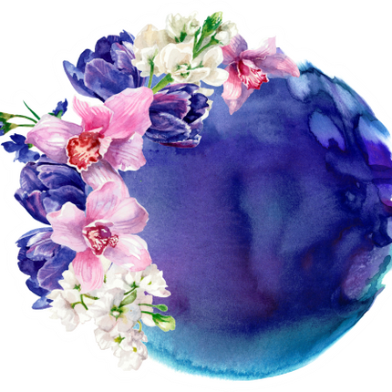 (401-A) Watercolor Floral Flowers Monogram Custom Text
