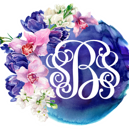 (401-A) Watercolor Floral Flowers Monogram Custom Text