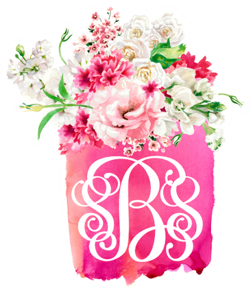 (401-D) Watercolor Floral Flowers Monogram Custom Text