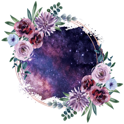 (401-E) Watercolor Purple Floral Flowers Galaxy Monogram Custom Text