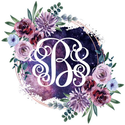 (401-E) Watercolor Purple Floral Flowers Galaxy Monogram Custom Text