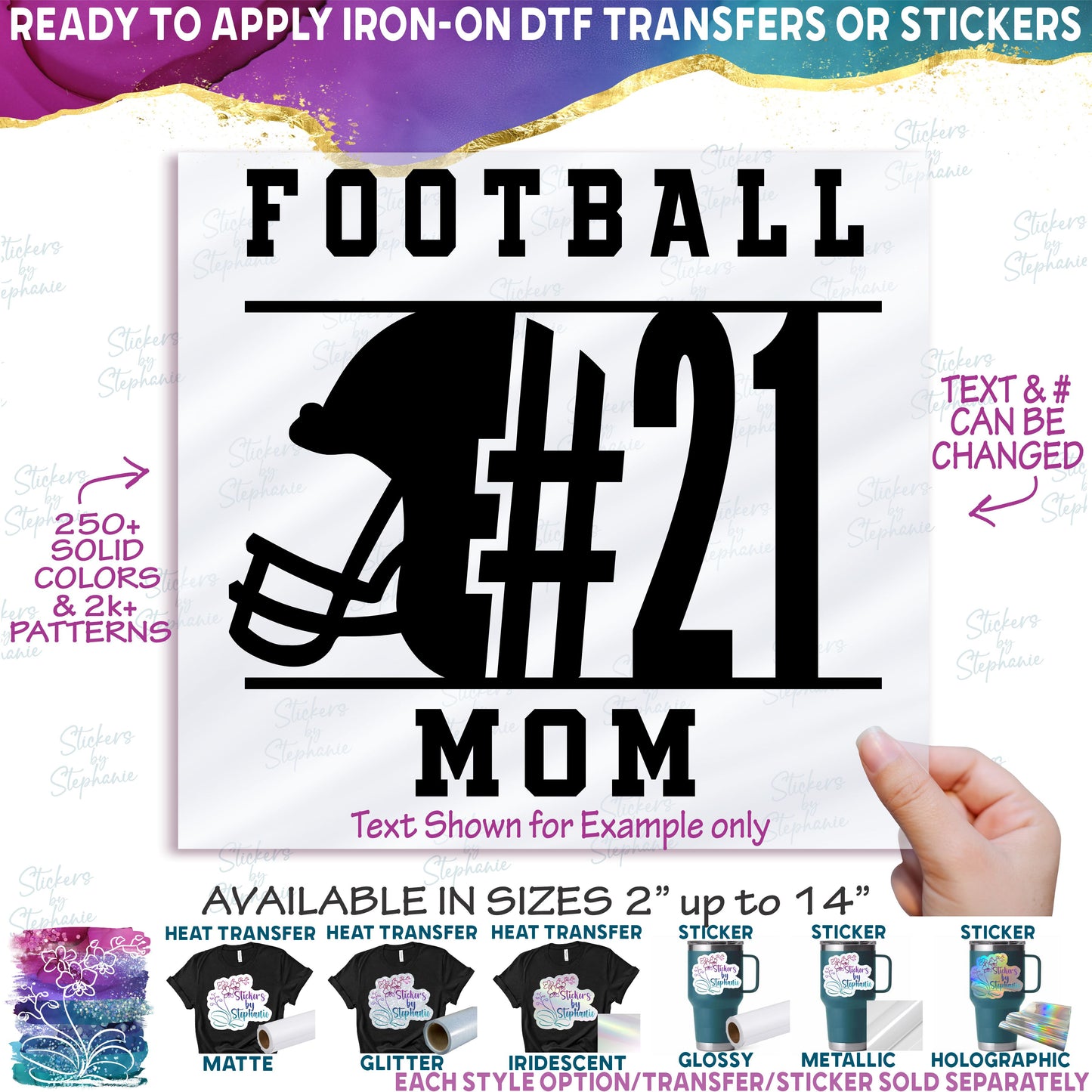 (s044-8L) Team Name Player Number Football Mom Family Custom Text