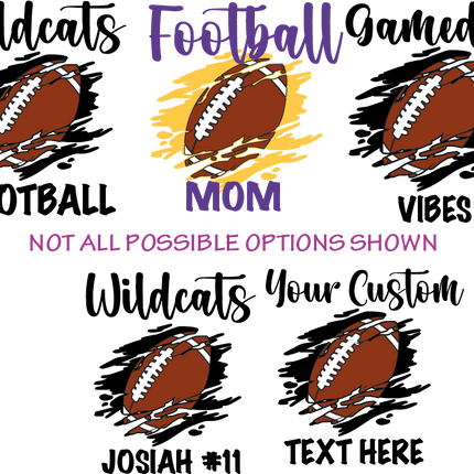 (s044-8F) Football Team Name Player Name Number Custom Text