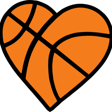 (s047-1-A2) Black Orange Heart Basketball Ball