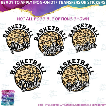(s047-10B) Leopard Basketball Family Mom, Game Day Vibes, Custom Text