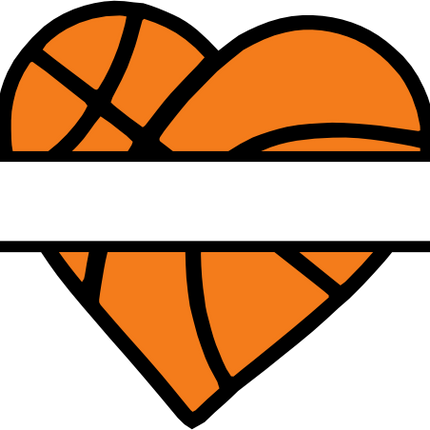 (s047-2-K) Heart Basketball Split Team Name or Custom Text