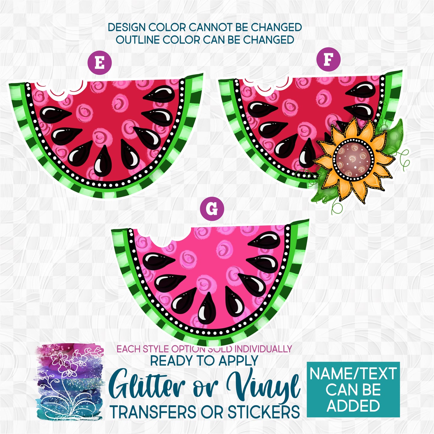 SBS-4-1 Watermelon Sunflower Pink Red Custom Printed Iron On Transfer or Sticker