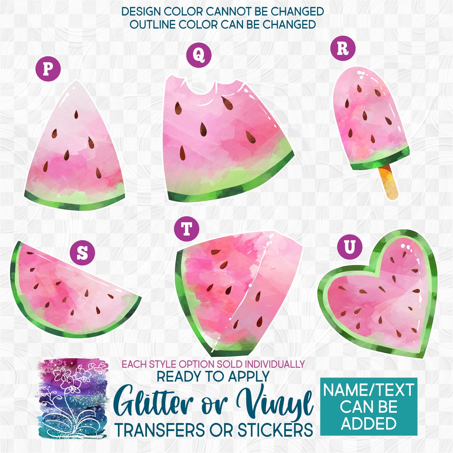 SBS-4-1 Pink Watermelon Melon Watercolor Made-to-Order Iron-On Transfer or Sticker