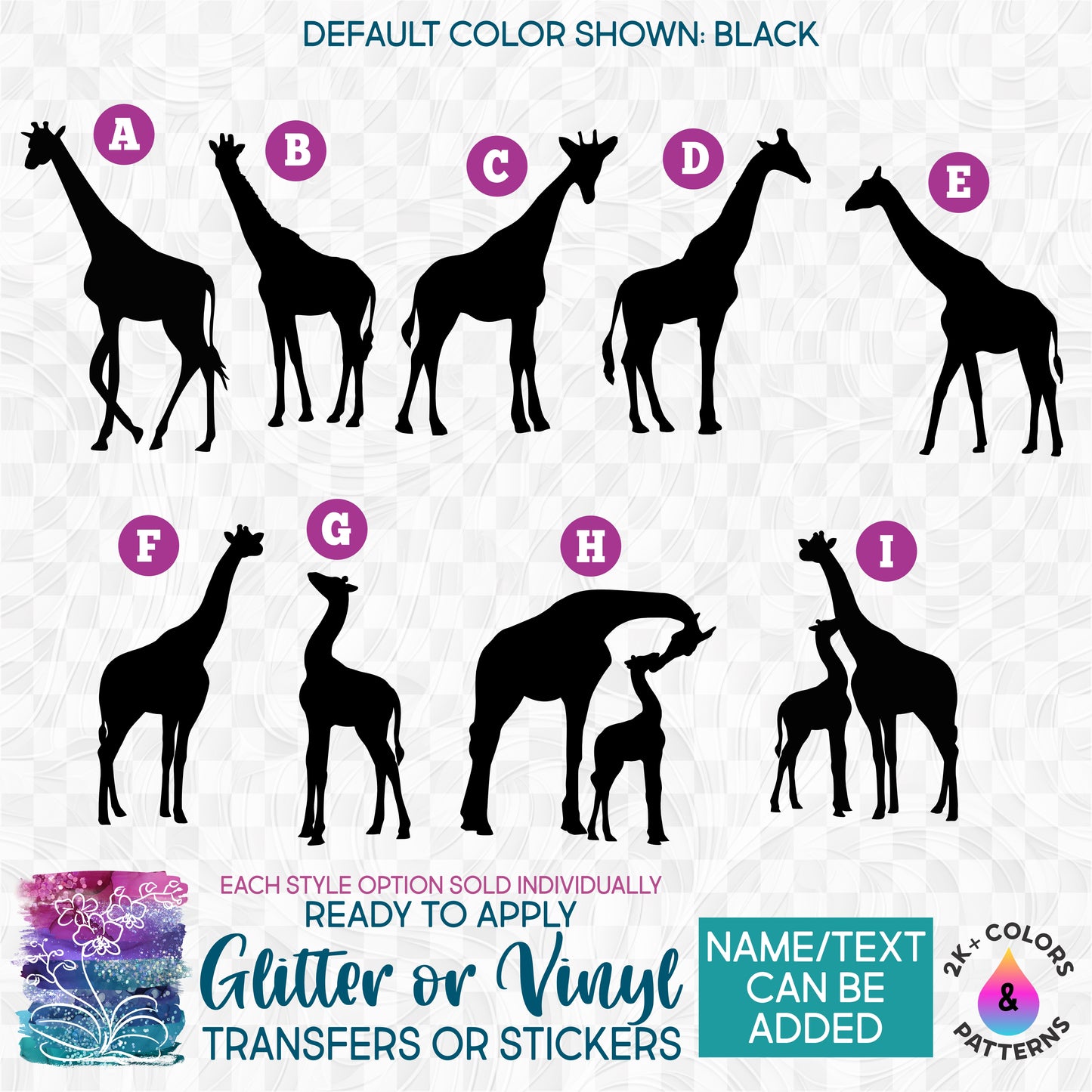 SBS-5-2 Giraffes Giraffe Custom Printed Iron On Transfer or Sticker