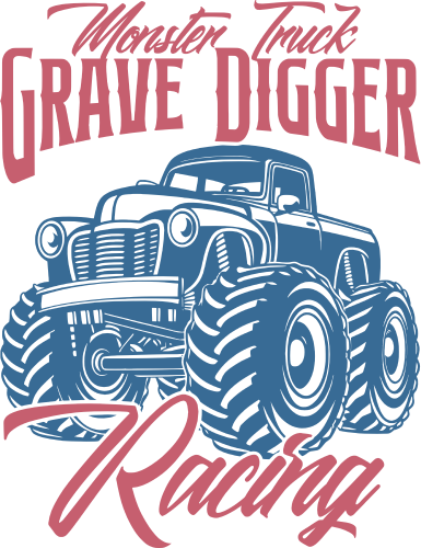 (s051-5-1S) Monster Truck Grave Digger Racing
