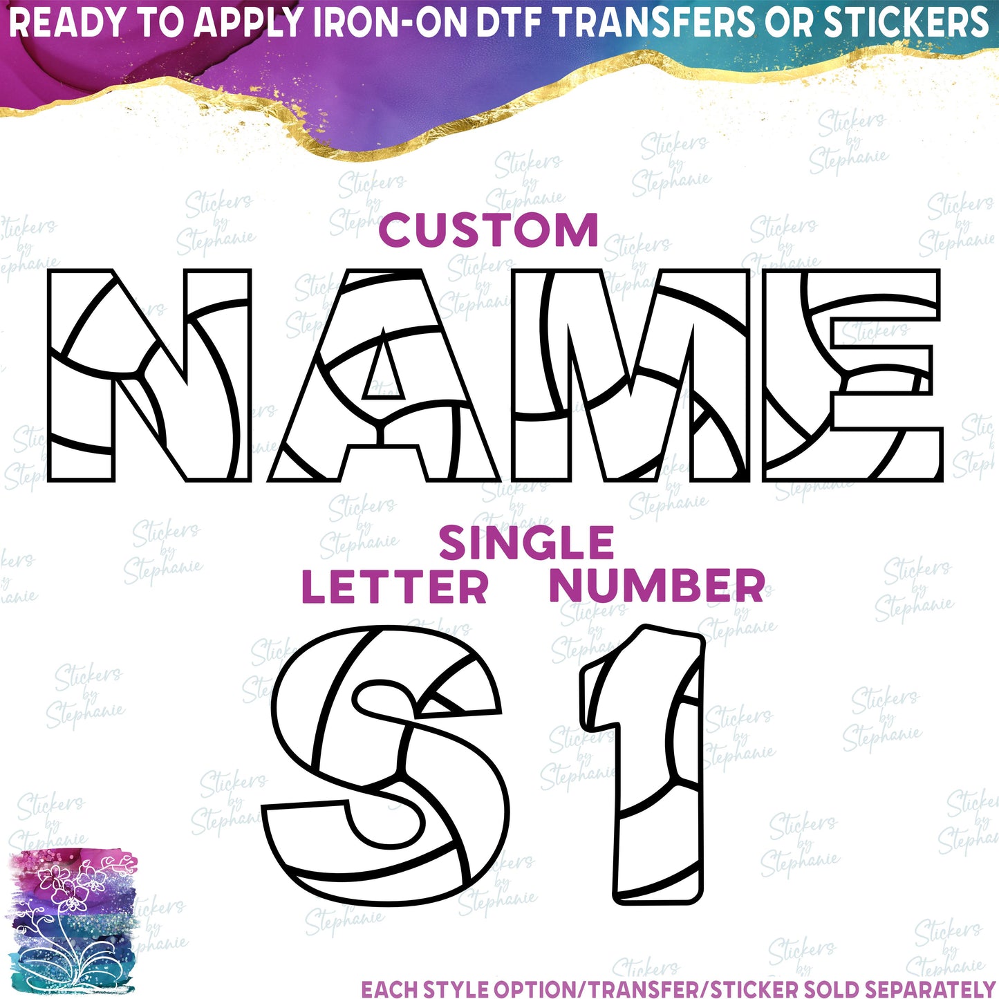 (s054-3) Volleyball Single Letters, Numbers or Custom Names Text