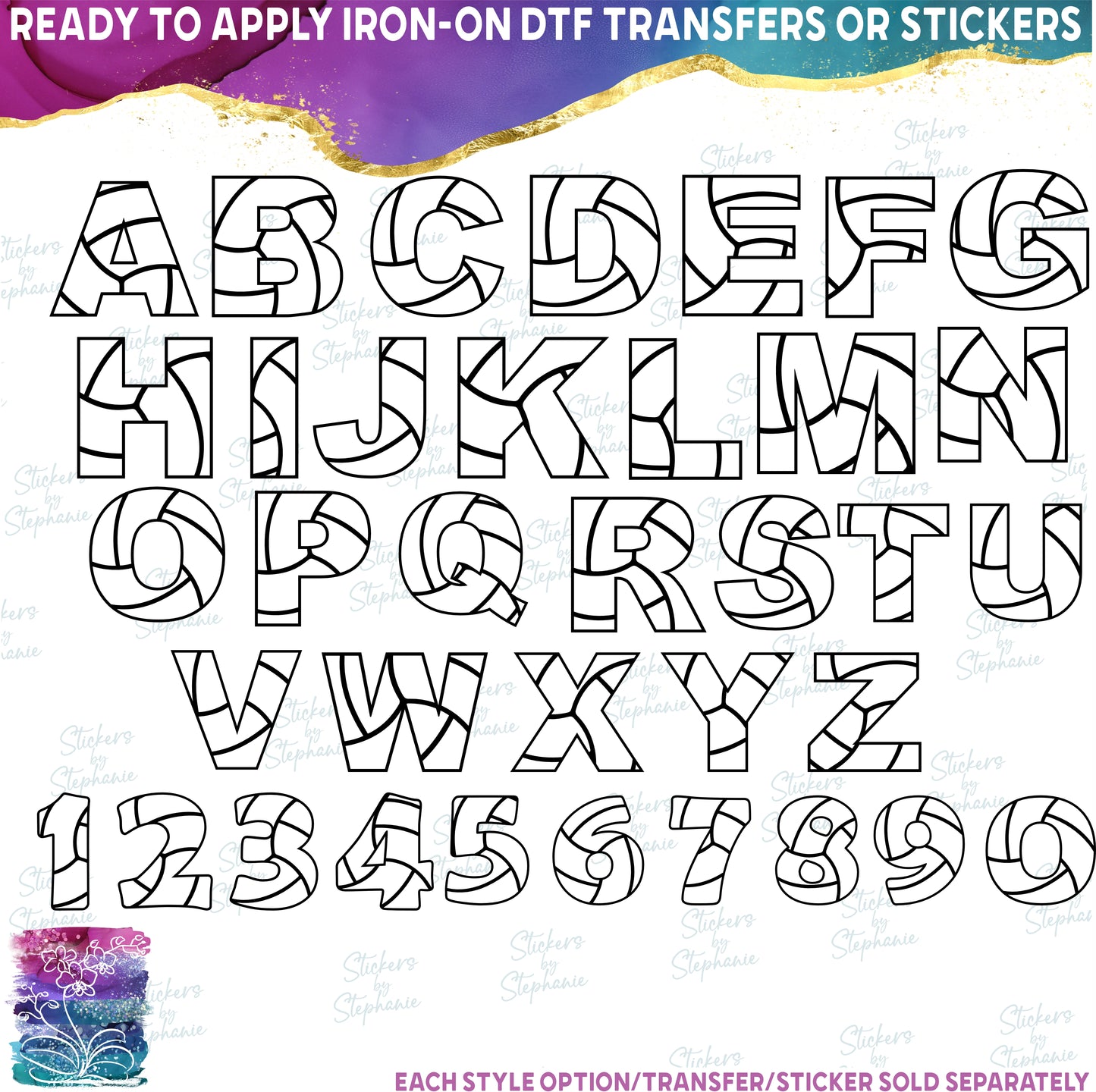 (s054-3) Volleyball Single Letters, Numbers or Custom Names Text
