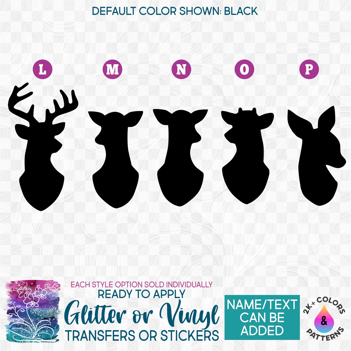 SBS-63-1 Deer Head Family Buck Doe Fawn Spike Made-to-Order Iron-On Transfer or Sticker