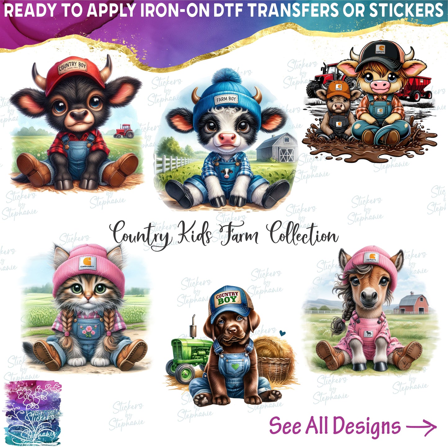 (s083-3) Country Kids Farm Animals Collection 18 Style Options