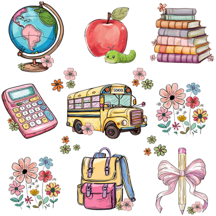 (s095-1E) Back to School Teacher Student Icons Sheet Set