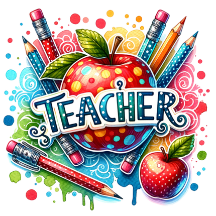 (s095-1B) Teacher Colorful Apple