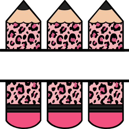 (s095-2J) Split Pink Leopard Pencils Custom Name Text