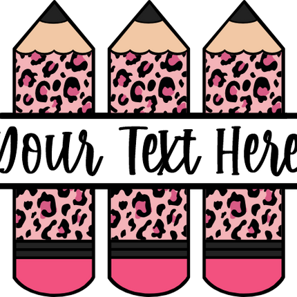 (s095-2J) Split Pink Leopard Pencils Custom Name Text