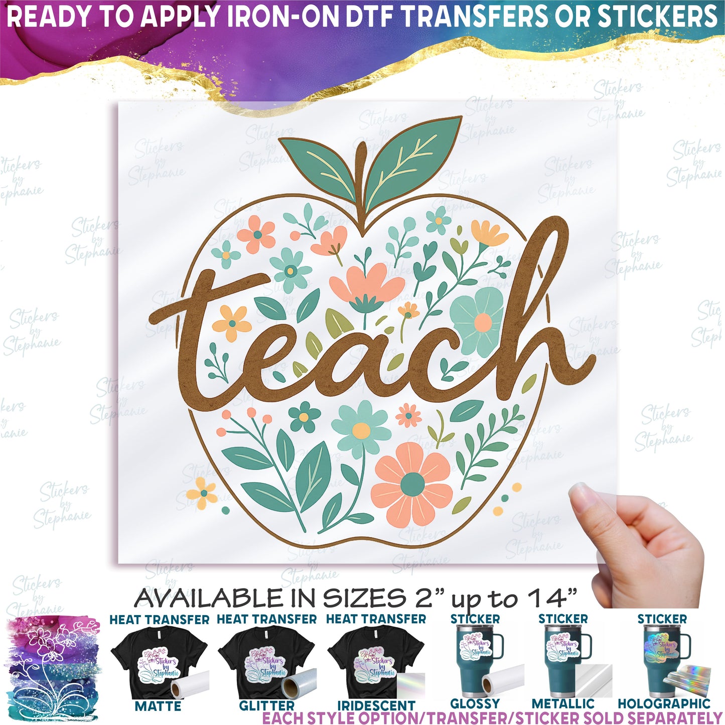 (s095-4-C) Teach Teacher Retro Apple