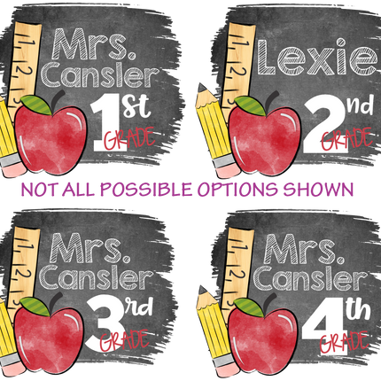 (s095-4G) Teacher or Student Name All Grades Chalkboard Custom Text