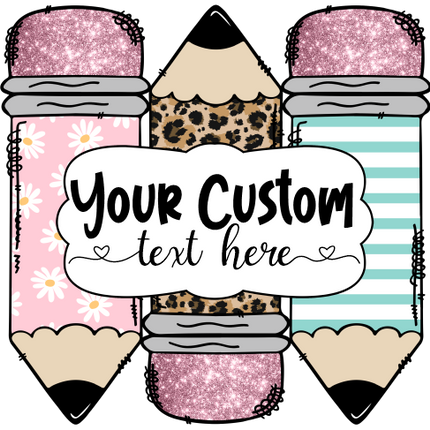 (s095-4A) Pencil Monogram Student Teacher Life Name Kindergarten Cutie Name Custom Text