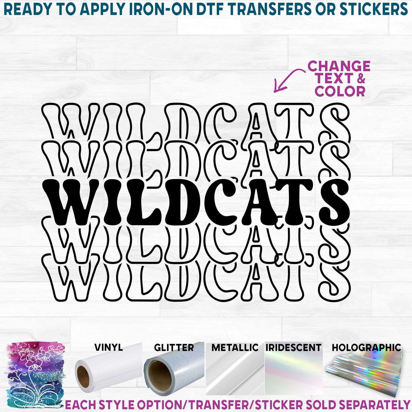 (s097-04) Wildcats Bears Tigers Team Name or Custom Text